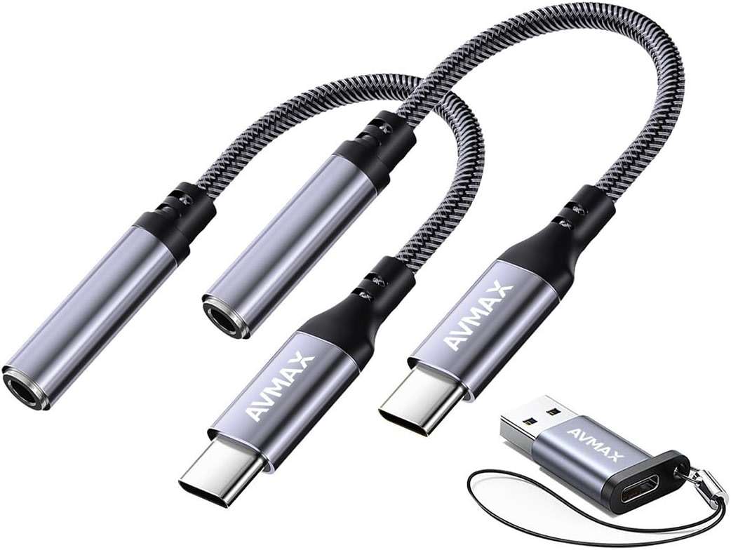 AVMAX USB C to 3.5mm Audio Headphone Adapter HiFi 2 Pack,Type c to Aux Female Cable for 16 15 Plus, S24 S23 S22 S21 S20 and More Type c Devices - Image 1