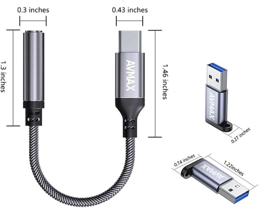 AVMAX USB C to 3.5mm Audio Headphone Adapter HiFi 2 Pack,Type c to Aux Female Cable for 16 15 Plus, S24 S23 S22 S21 S20 and More Type c Devices - Image 11
