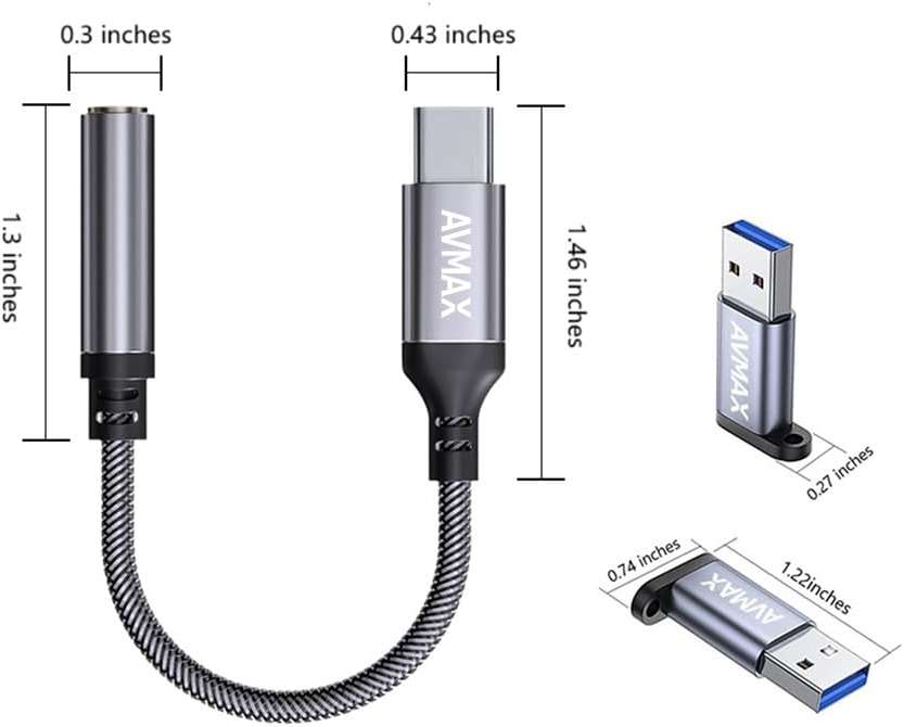 AVMAX USB C to 3.5mm Audio Headphone Adapter HiFi 2 Pack,Type c to Aux Female Cable for 16 15 Plus, S24 S23 S22 S21 S20 and More Type c Devices - Image 8