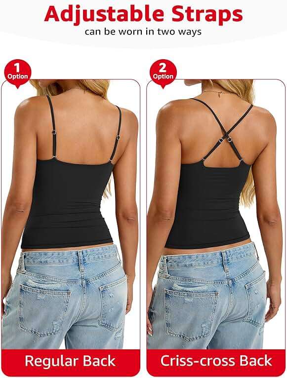 EasyGala Womens Padded Cami Tank Tops Double Lined Spaghetti Strap Built in Bra Shirts Slim Fitted Basic Summer Cloth 2026 - Image 4