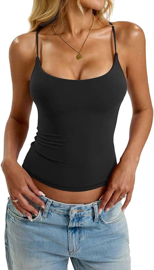 EasyGala Womens Padded Cami Tank Tops Double Lined Spaghetti Strap Built in Bra Shirts Slim Fitted Basic Summer Cloth 2026 - Image 5