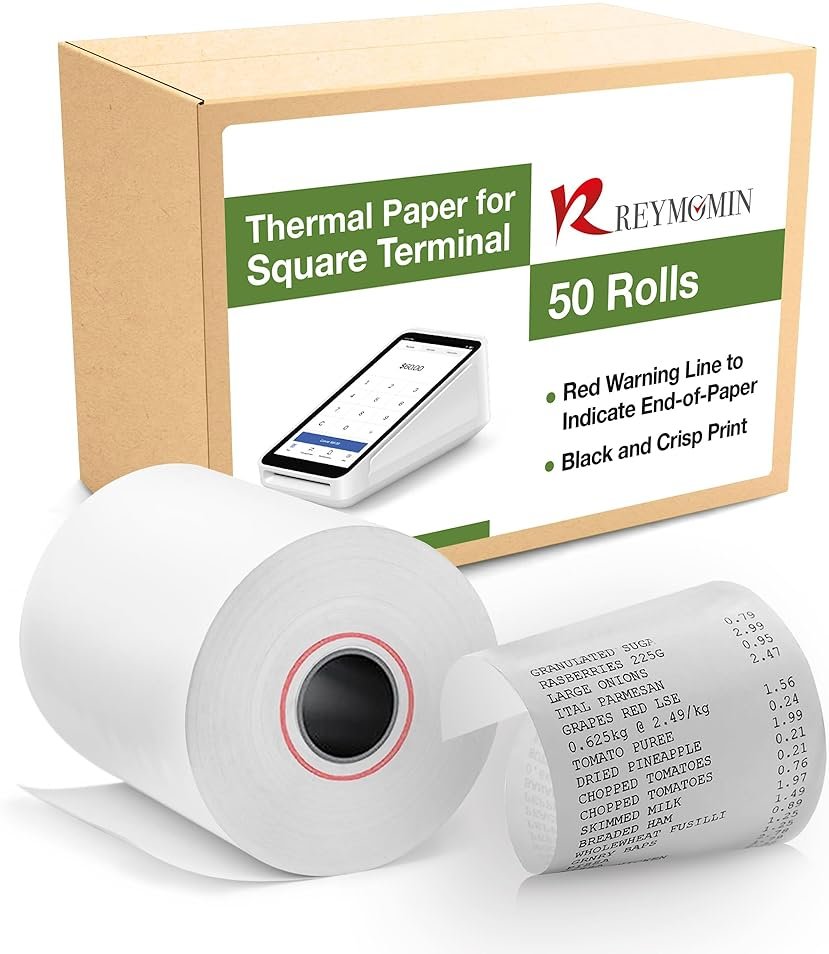 Receipt Paper Roll for Square Terminal Credit Card Machine -50 rolls - Product Image