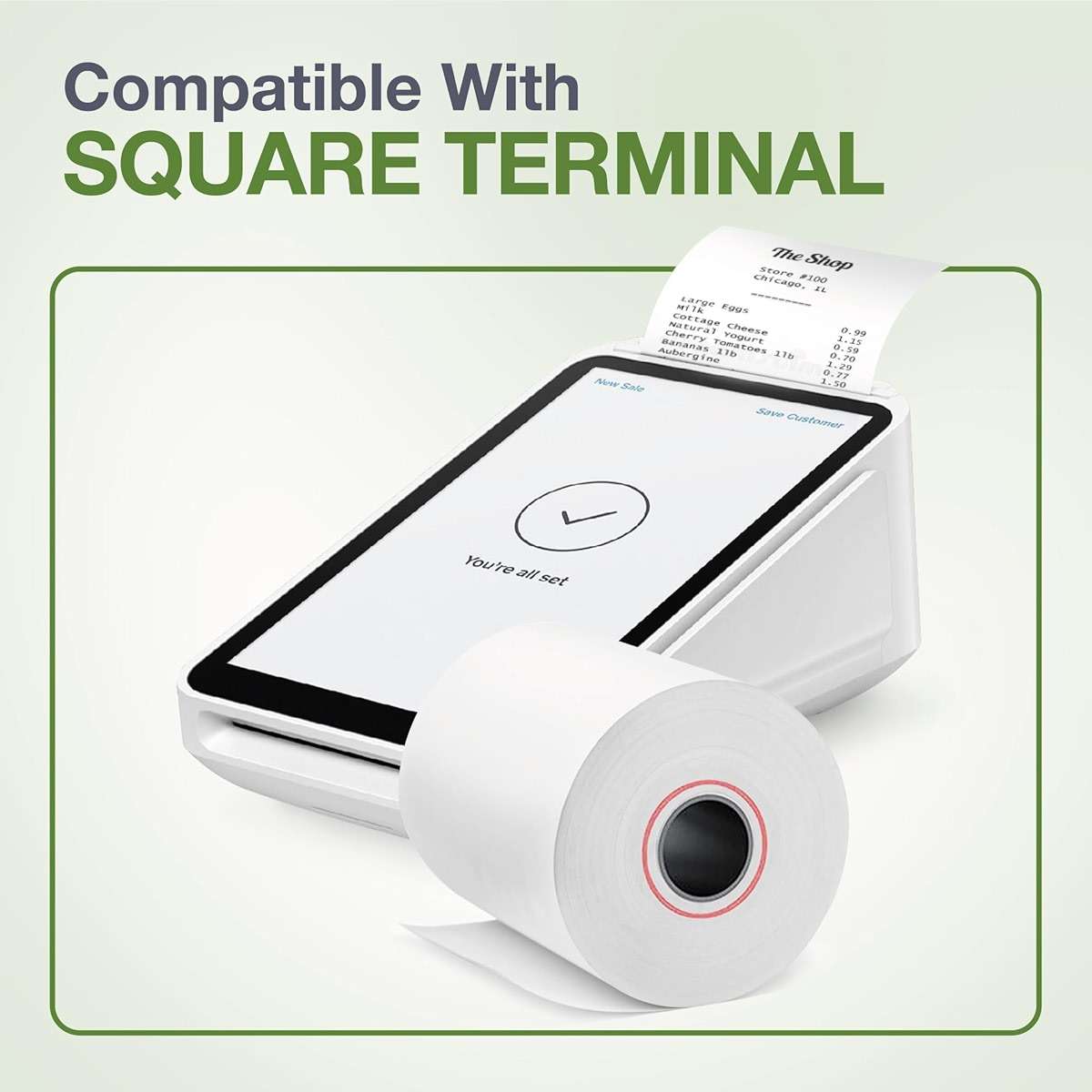 Receipt Paper Roll for Square Terminal Credit Card Machine -50 rolls - Image 2