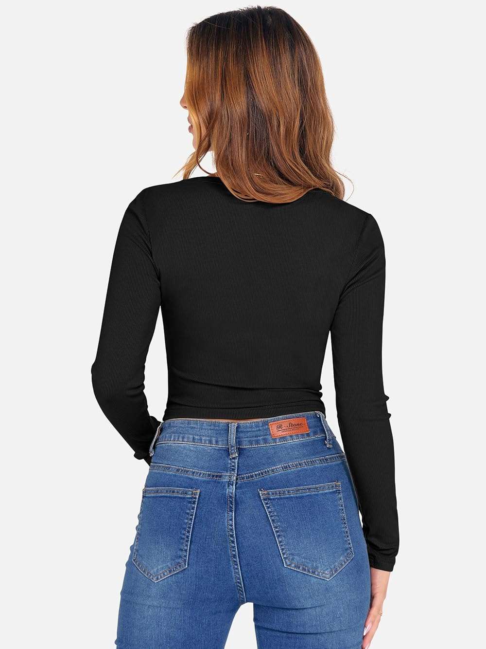 ANRABESS Women's Long Sleeve Square Neck Crop Top Ribbed Slim Fitted Basic Tee Layer Y2K Shirts Fall Fashion Outfits 2026 - Image 7