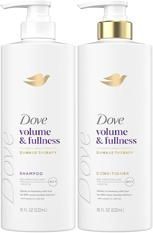 Dove Shampoo and Conditioner Set, Volume & Fullness – Daily Volumizing Hair Care Formula Infused with Collagen, 18 Oz Ea - Product Image