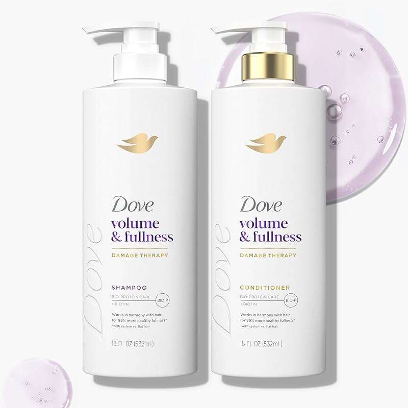 Dove Shampoo and Conditioner Set, Volume & Fullness – Daily Volumizing Hair Care Formula Infused with Collagen, 18 Oz Ea - Image 5