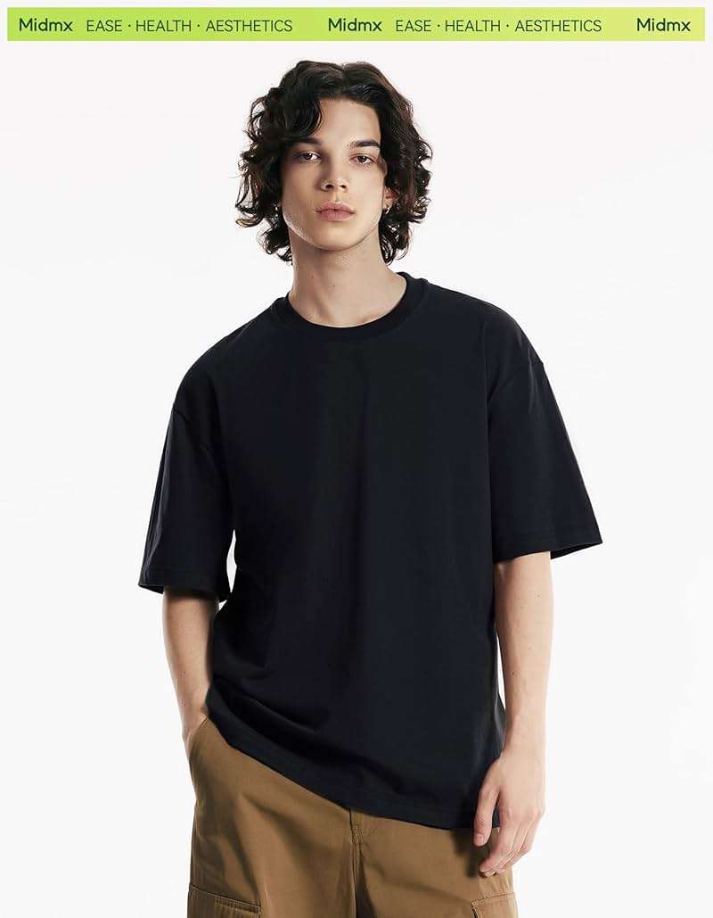 MIDMX Heavyweight Cotton T-Shirts for Men Women Unisex Short Sleeve Tees Crewneck Tops Loose Casual - Image 2