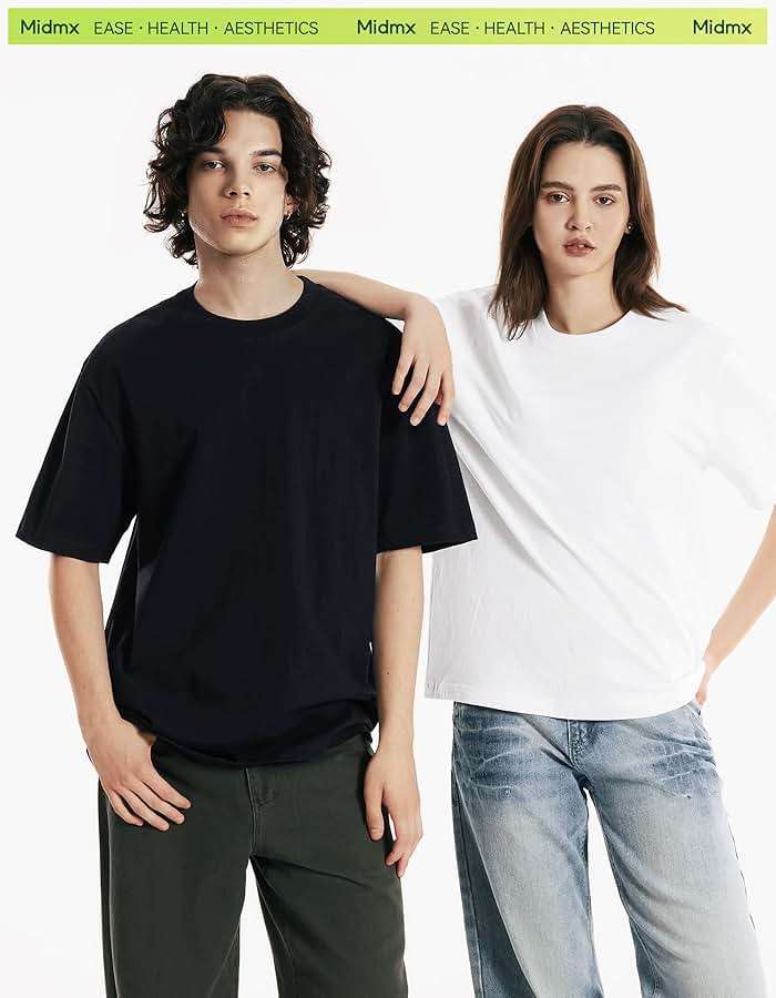MIDMX Heavyweight Cotton T-Shirts for Men Women Unisex Short Sleeve Tees Crewneck Tops Loose Casual - Image 4