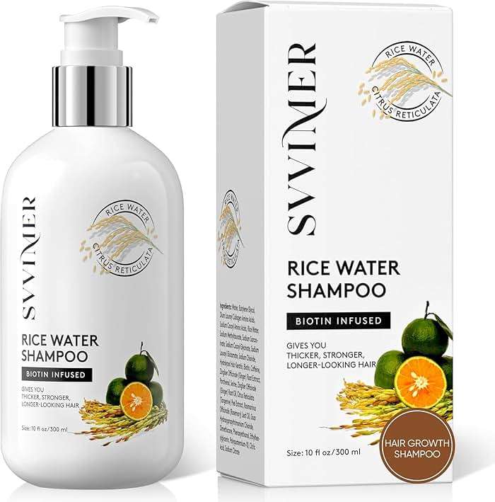 Svvimer Rice Water Hair Growth Shampoo - Biotin Thickening Shampoo for Hair Loss and Thinning - Sulfate Free for Women and Men 10 Fl Oz (Pack of 1) - Image 1