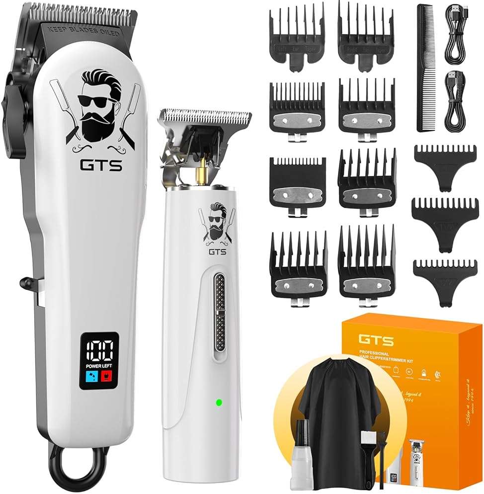 GTSPro Hair Clippers for Men, Clippers and Trimmers Set, Barber Clippers, Electric Hair Trimmer with Box, Gifts for Men White - Image 1