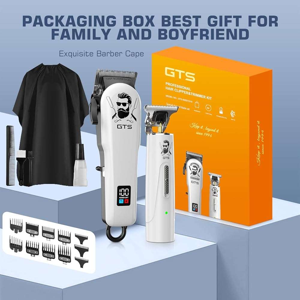 GTSPro Hair Clippers for Men, Clippers and Trimmers Set, Barber Clippers, Electric Hair Trimmer with Box, Gifts for Men White - Image 3