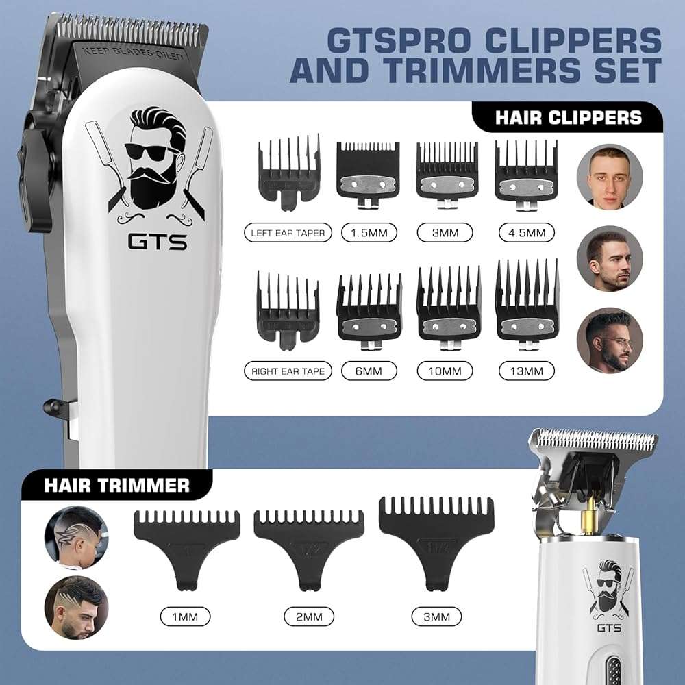 GTSPro Hair Clippers for Men, Clippers and Trimmers Set, Barber Clippers, Electric Hair Trimmer with Box, Gifts for Men White - Image 4