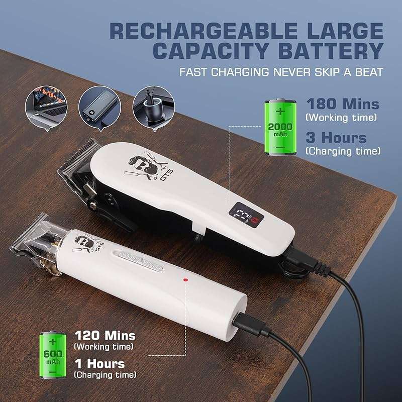 GTSPro Hair Clippers for Men, Clippers and Trimmers Set, Barber Clippers, Electric Hair Trimmer with Box, Gifts for Men White - Image 5