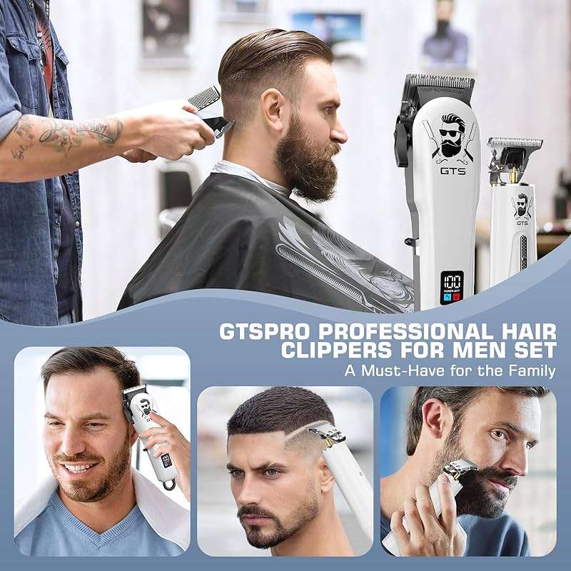 GTSPro Hair Clippers for Men, Clippers and Trimmers Set, Barber Clippers, Electric Hair Trimmer with Box, Gifts for Men White - Image 6