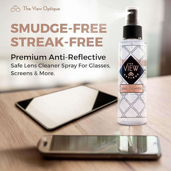 the view optique Anti-Reflective Safe Lens Cleaner Spray Kit – (1) 8oz Glasses Cleaner Spray & (26) Pre-Moistened Lens Wipes for Eyeglasses, Sunglasses, Lenses, Screens & Camera Cleaning Kit - Image 2