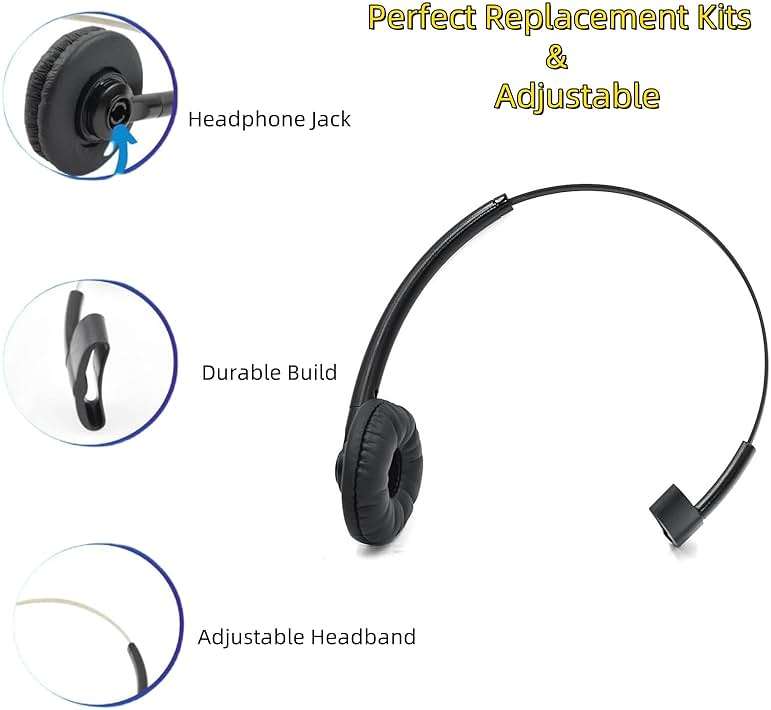 Miayaya Standard Headband with Extra Cushion for Plantronics Savi CS540 W740 W745 W440 W740-M C054 CS540XD 8240 8245 W445 Over The Head Headset Premium Replacement Spare Parts Black - Image 3