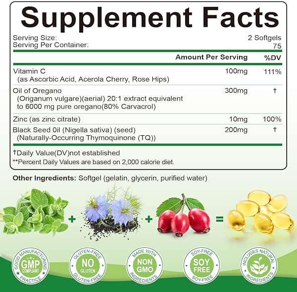 SIGNILIFE Oil of Oregano with Black Seed Oil, 6000mg Oregano Oil Capsules for Immune Support with High Carvacrol & Thymoquinone, Antioxidant, Non-GMO, Gluten Free, 150 Softgels - Image 2