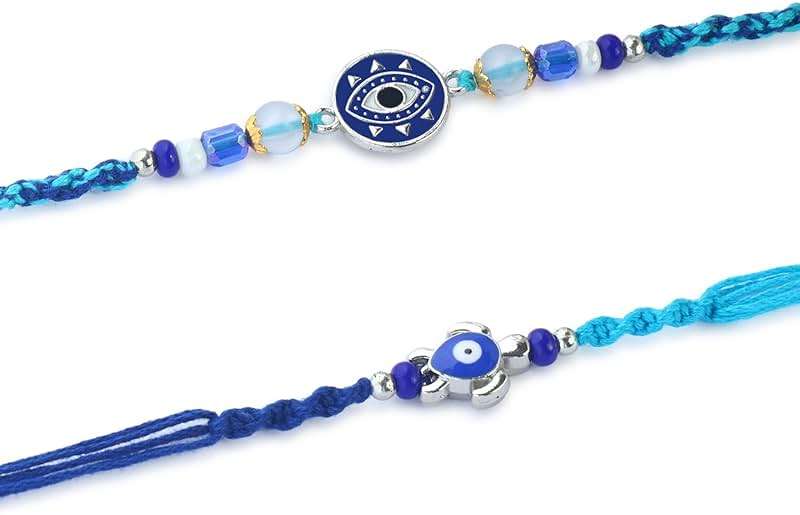 ARTISENIA Rakhi Set of 2 Rakhi for Brother with Raksha Bandhan Greeting Card | Roli Chawal Tika - Raksha Bandhan Evil Eye Rakhi for Brother & Bhabhi | Rakhi for Bhaiya | Turtle Rakhi for Brothers - Image 4