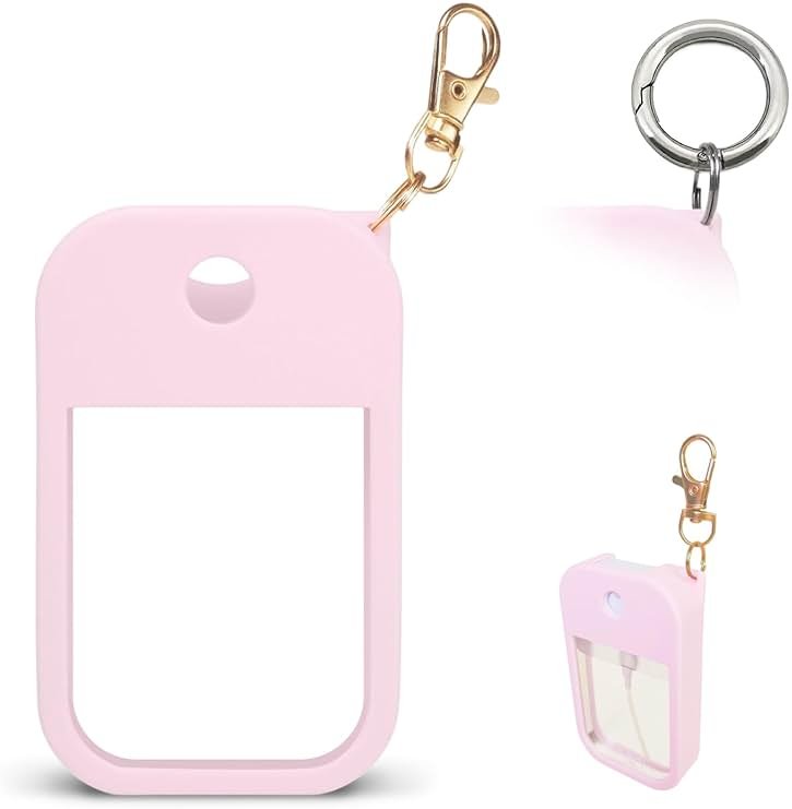 1 PC Soft Silicone Case for Touchland Power Mist (1FL. OZ./30 mL), Protective and Stylish Case with Keychain Compatible with Touchland Hand Sanitizer Spray (Pink) - Product Image