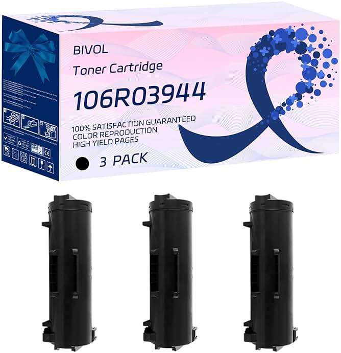 BIVOL 106R03944 Toner Cartridge Compatible for Xerox VersaLInk B605X B605XF B605XP B605XTF B605XTP Printers, with Chip, High Yield 56700 Pages, Vivid Colors (3 Pack Black) - Image 1