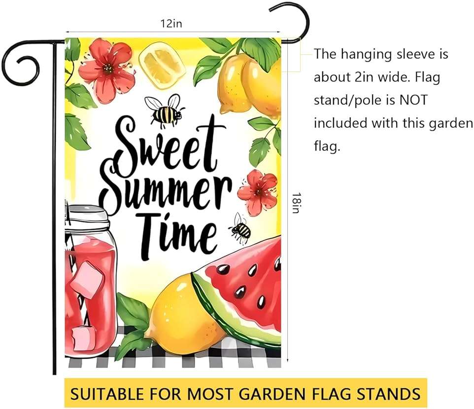 Summer Lemon Garden Flag 12x18 Inch Double Sided Sweet Summer Time Watermelon Garden Flag for Outside, Patio and Lawn-03 - Image 3