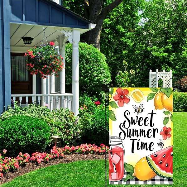 Summer Lemon Garden Flag 12x18 Inch Double Sided Sweet Summer Time Watermelon Garden Flag for Outside, Patio and Lawn-03 - Image 4