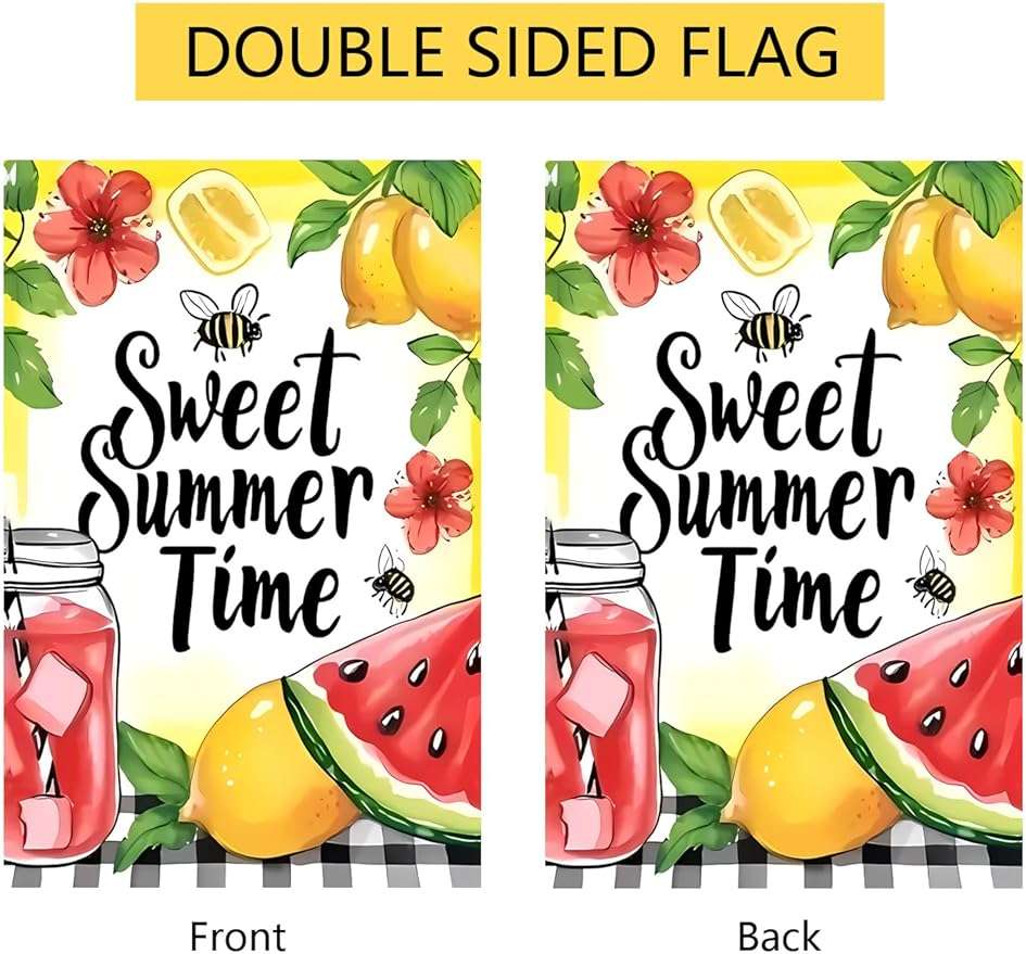 Summer Lemon Garden Flag 12x18 Inch Double Sided Sweet Summer Time Watermelon Garden Flag for Outside, Patio and Lawn-03 - Image 6