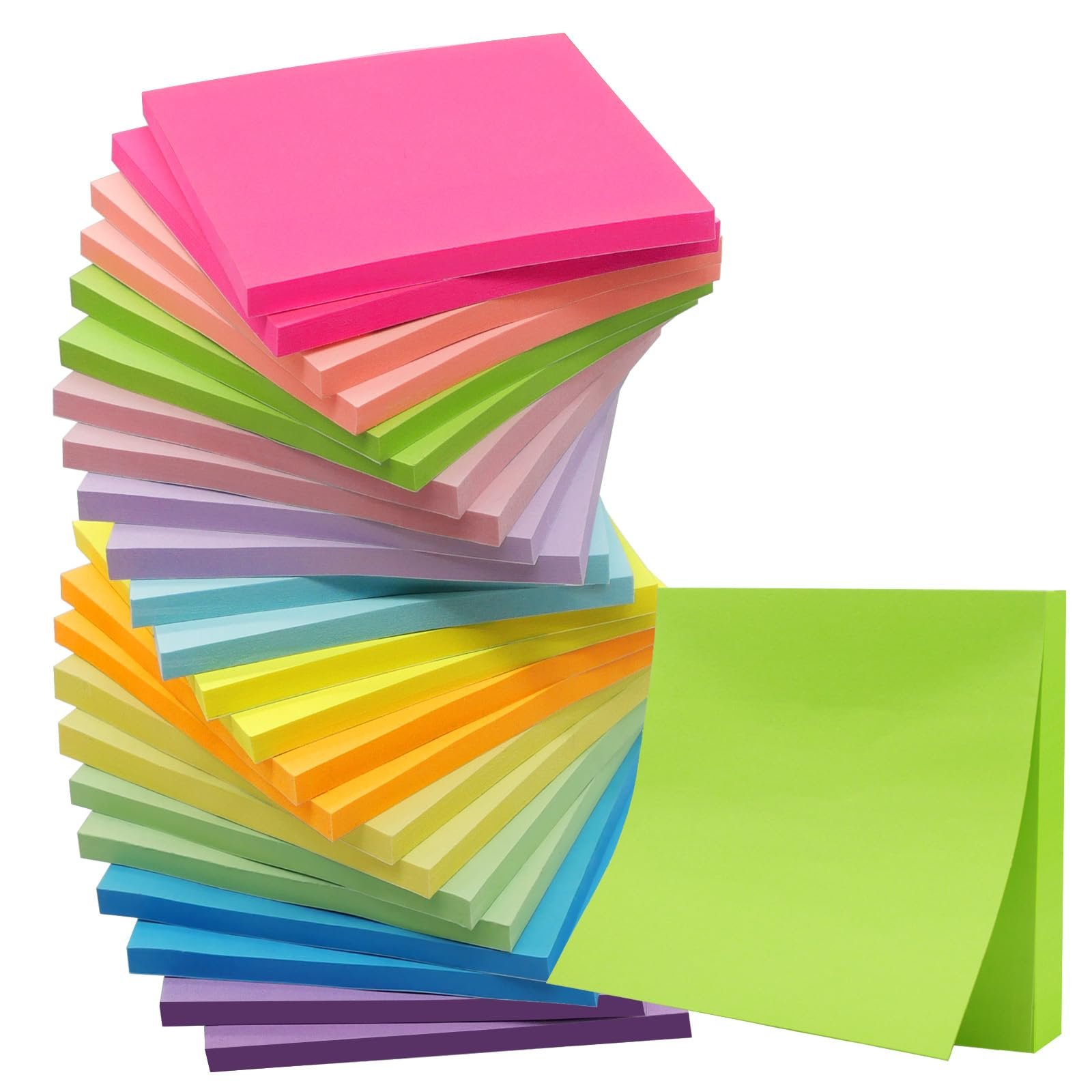 (24 Pack) Sticky Notes 3x3 in Post, 12 Bright Colors Sticky Note Self-Stick Notes Pads,Strong Adhesive, Easy to Post for Home, Office, Notebook - Product Image