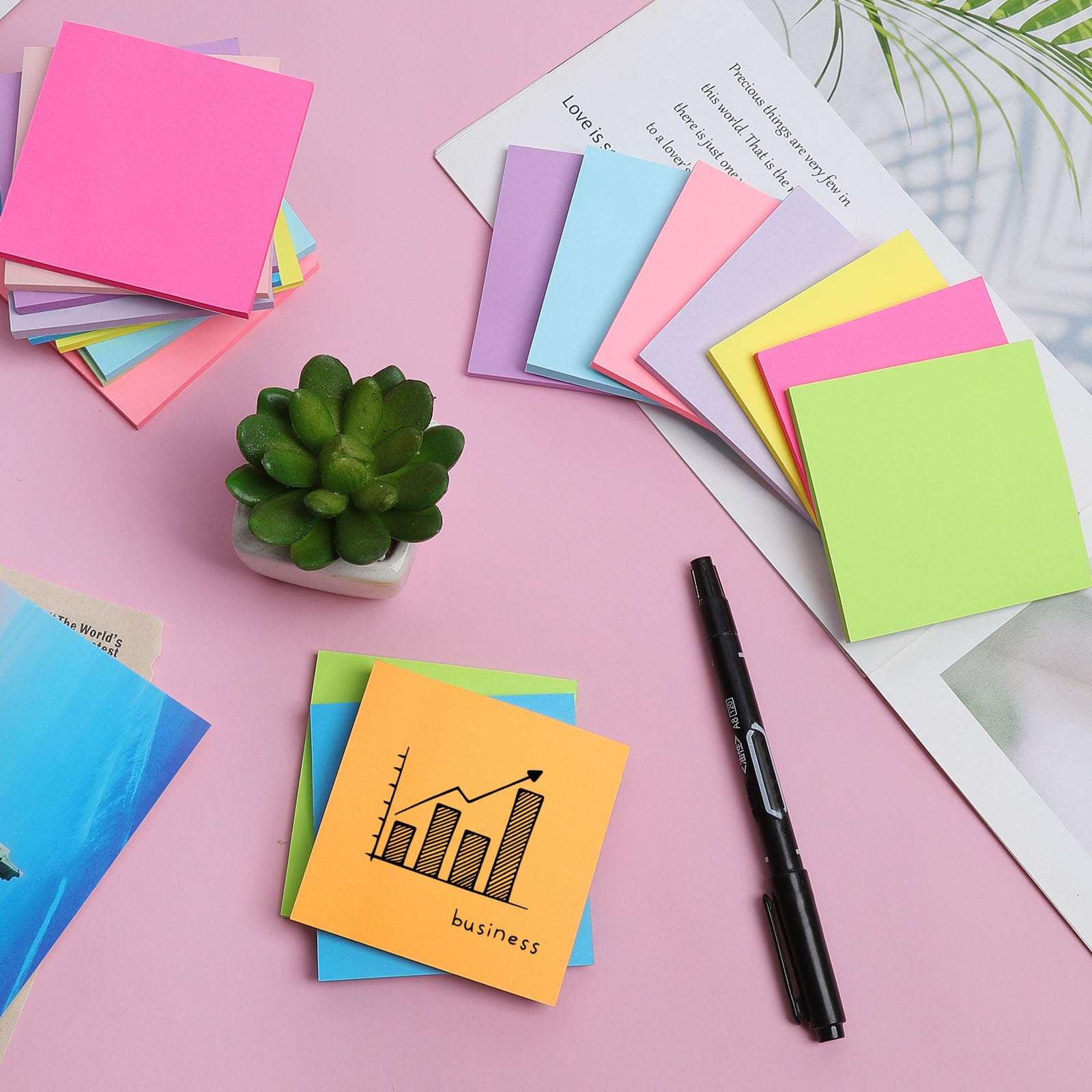 (24 Pack) Sticky Notes 3x3 in Post, 12 Bright Colors Sticky Note Self-Stick Notes Pads,Strong Adhesive, Easy to Post for Home, Office, Notebook - Image 3