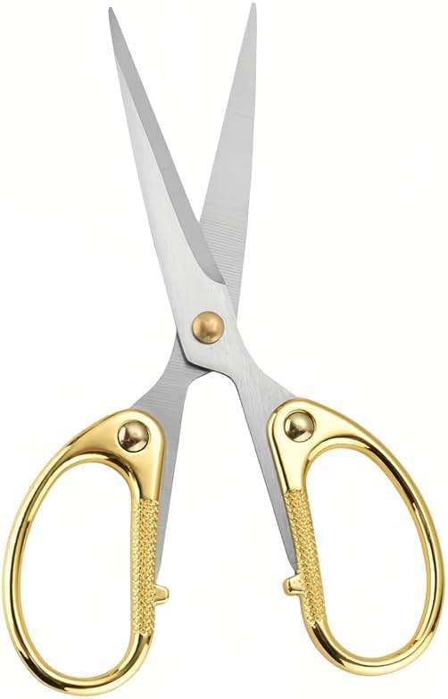 5" Stainless Steel Scissors Sharp Blades - Ambidextrous Comfort Grip Multipurpose for Office, Home, School, Crafts, Fabric - Ideal Gift (Gold) - Image 1