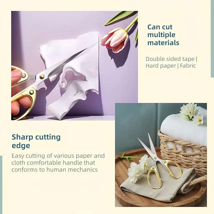 5" Stainless Steel Scissors Sharp Blades - Ambidextrous Comfort Grip Multipurpose for Office, Home, School, Crafts, Fabric - Ideal Gift (Gold) - Image 7