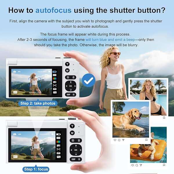 4K Digital Camera, 64MP Vlogging Camera for Photography with 3" 180° Flip Screen, 16X Compact Digital Camera with 64GB Micro SD Card for Beginner (White) - Image 3