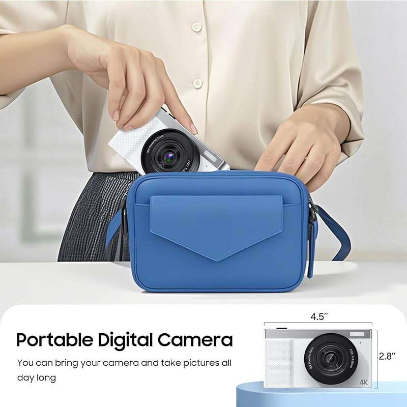 4K Digital Camera, 64MP Vlogging Camera for Photography with 3" 180° Flip Screen, 16X Compact Digital Camera with 64GB Micro SD Card for Beginner (White) - Image 7
