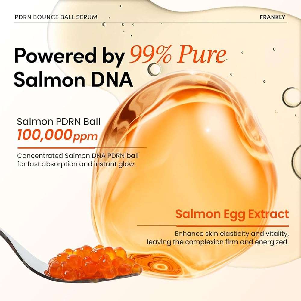 FRANKLY Salmon PDRN Bounce Ball Serum – 99% Pure Salmon DNA PDRN for Post Microneedling Recovery, Redness & Damaged Skin Repair | Glass Skin Korean Skincare | Lightweight, Non Sticky | 1.01 fl oz - Image 5