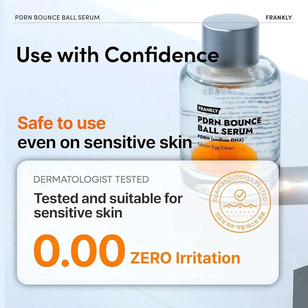 FRANKLY Salmon PDRN Bounce Ball Serum – 99% Pure Salmon DNA PDRN for Post Microneedling Recovery, Redness & Damaged Skin Repair | Glass Skin Korean Skincare | Lightweight, Non Sticky | 1.01 fl oz - Image 8