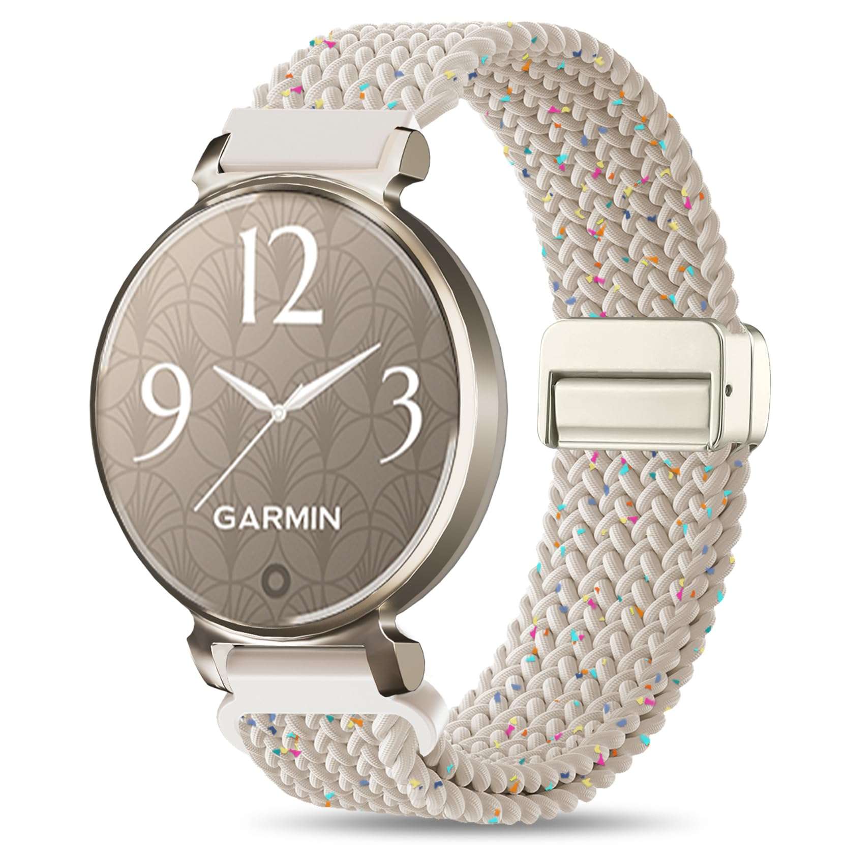 Braid Nylon Bands Compatible with Garmin Lily 2, Magnetic 14mm Stretchy Nylon Soft Loop Straps Quick Release Replacement Adjustable Wristband for Lily 2 Classic/Active Smart Watch Accessory for Women - Image 1