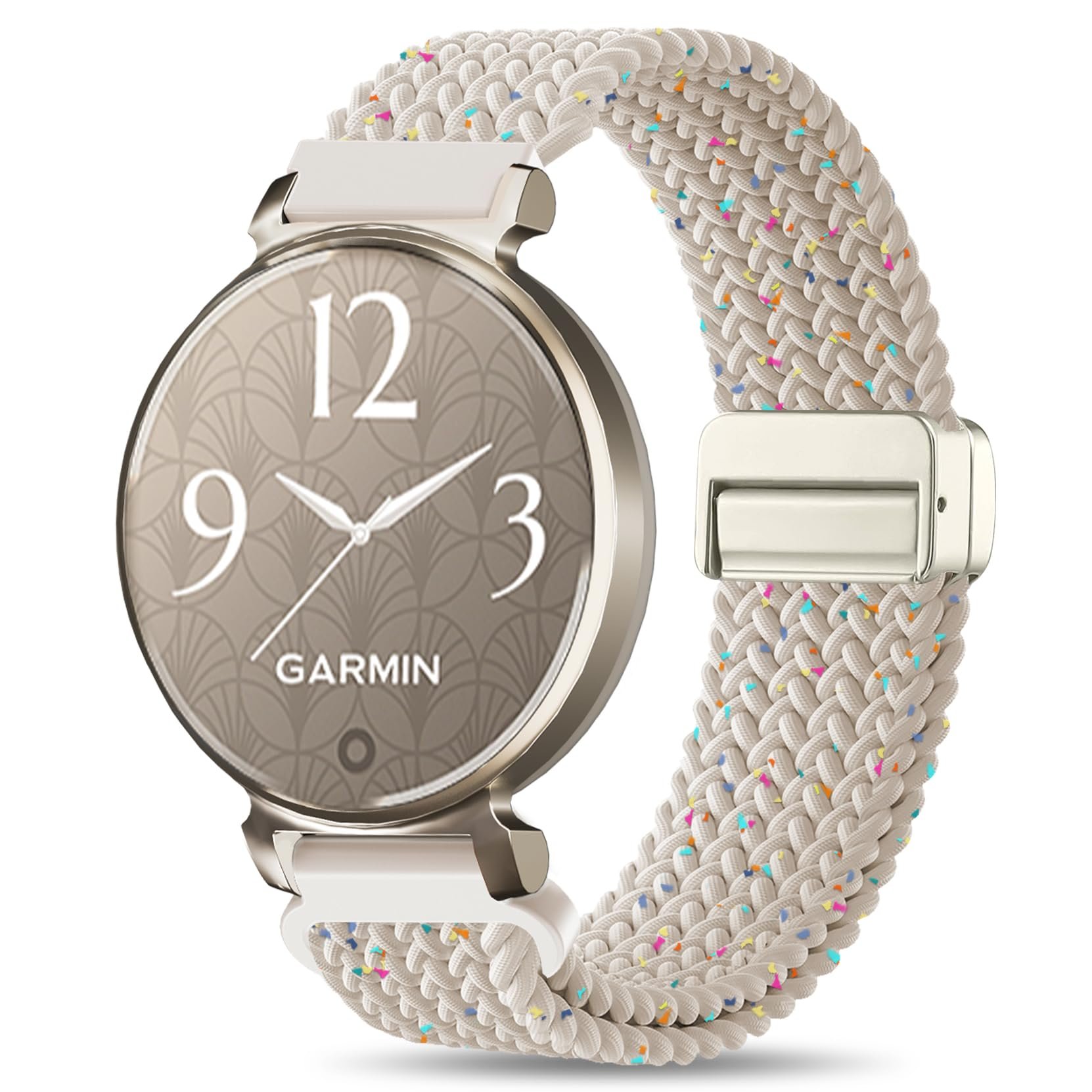 Braid Nylon Bands Compatible with Garmin Lily 2, Magnetic 14mm Stretchy Nylon Soft Loop Straps Quick Release Replacement Adjustable Wristband for Lily 2 Classic/Active Smart Watch Accessory for Women - Product Image