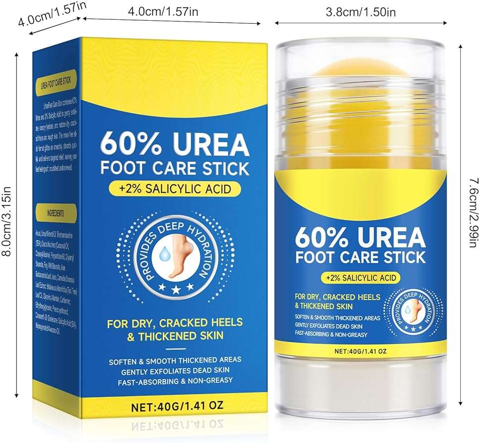 60% Urea with 2% Salicylic Acid Urea Foot Care Stick, Foot Cream Moisturizer for Dry Cracked Feet, Knees, Elbows, Hands,Moisturizes and Hydrates the Dry Skin,Callus Remover & Skin Softener -1.41oz - Image 8
