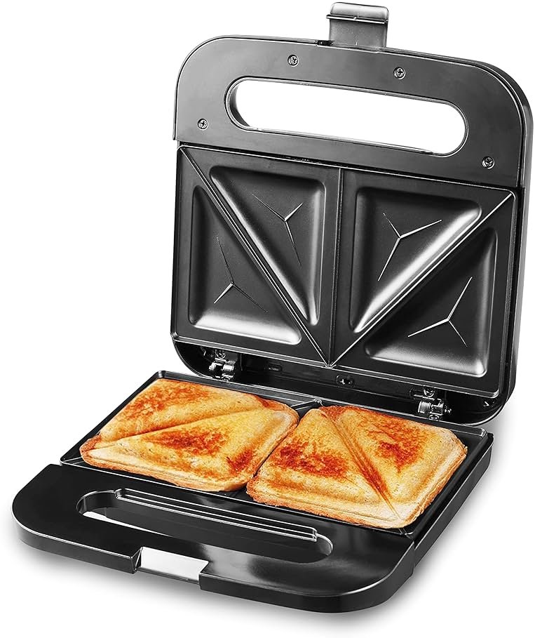 Elite Gourmet ESM2207XSS Sandwich Panini Maker Grilled Cheese, Machine Tuna Melt Omelets Non-stick Cooking Surface, 2 Slice, 750 Watts, Stainless Steel - Product Image