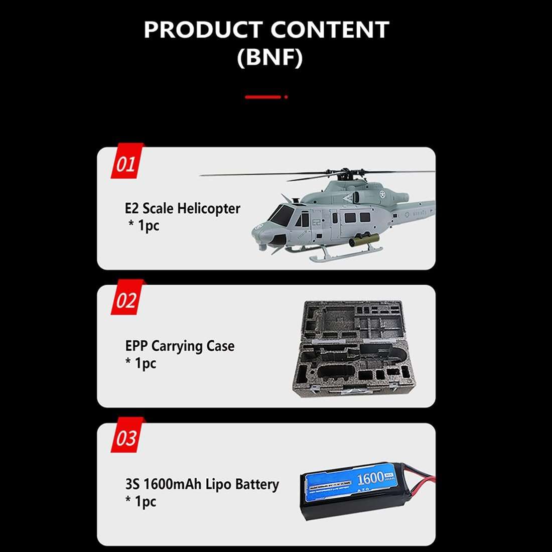 URFunModel GS E2 UH-1Y RC Helicopter for Adults, 2.4G 6CH Dual Brushless Direct Drive Military Remote Control Helicopter Model, GTS Flight Control Mode 2 Stunt RC Aircraft Toy Gift -RTF - Image 9