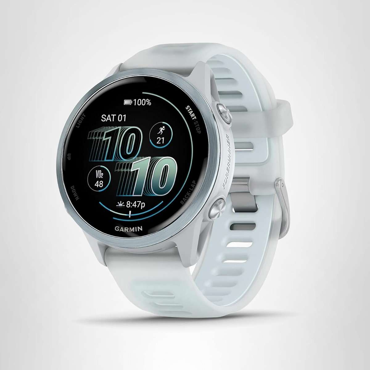 Garmin® Forerunner® 570, 42mm, Advanced GPS Running and Triathlon Smartwatch, AMOLED Display, Training and Recovery Features, Cloud Blue Aluminum with Translucent Whitestone/Band - Image 9