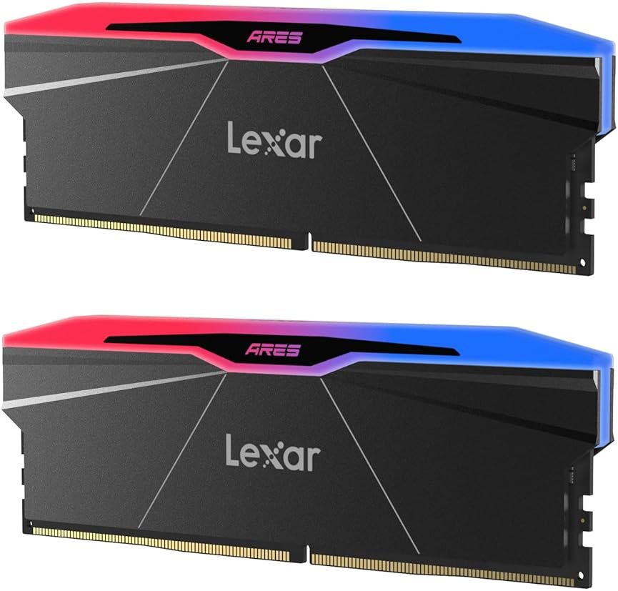 Lexar ARES Gen2 RGB DDR5 RAM 32GB Kit (2x16GB) 6400MHz CL30, 288-Pin UDIMM Desktop Memory, PC Gaming Computer Memory, for Intel XMP 3.0/AMD EXPO/CL30-38-38-76/1.4V(LD5U16G64C30BR-RGD) - Product Image