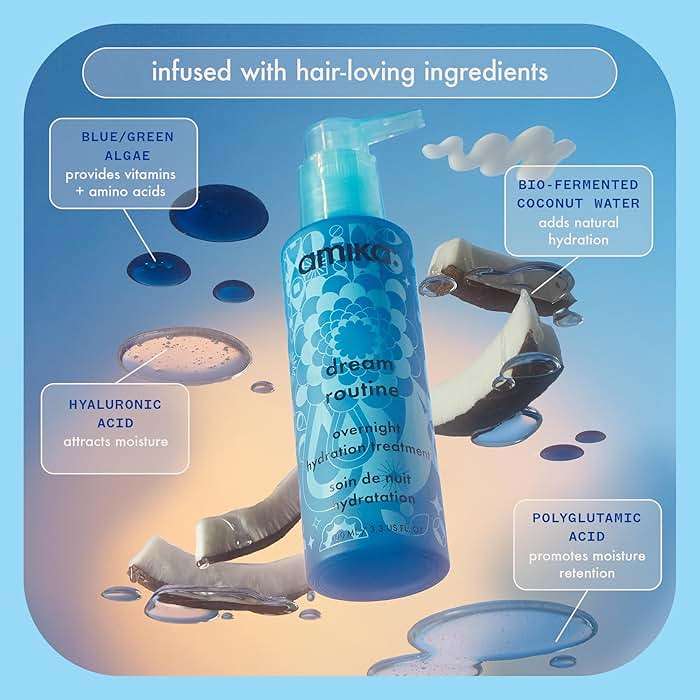 amika dream routine overnight hydrating hair mask | no rinse leave-in treatment for dry hair, ultra-hydrating, with hyaluronic acid for long-lasting moisture - Image 3