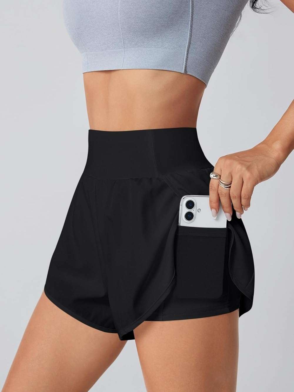 LALA BIRDS Women's Athletic Running Shorts High Waisted with Pockets, Women 3" Workout Dolphin Gym Yoga Beach Shorts - Image 6