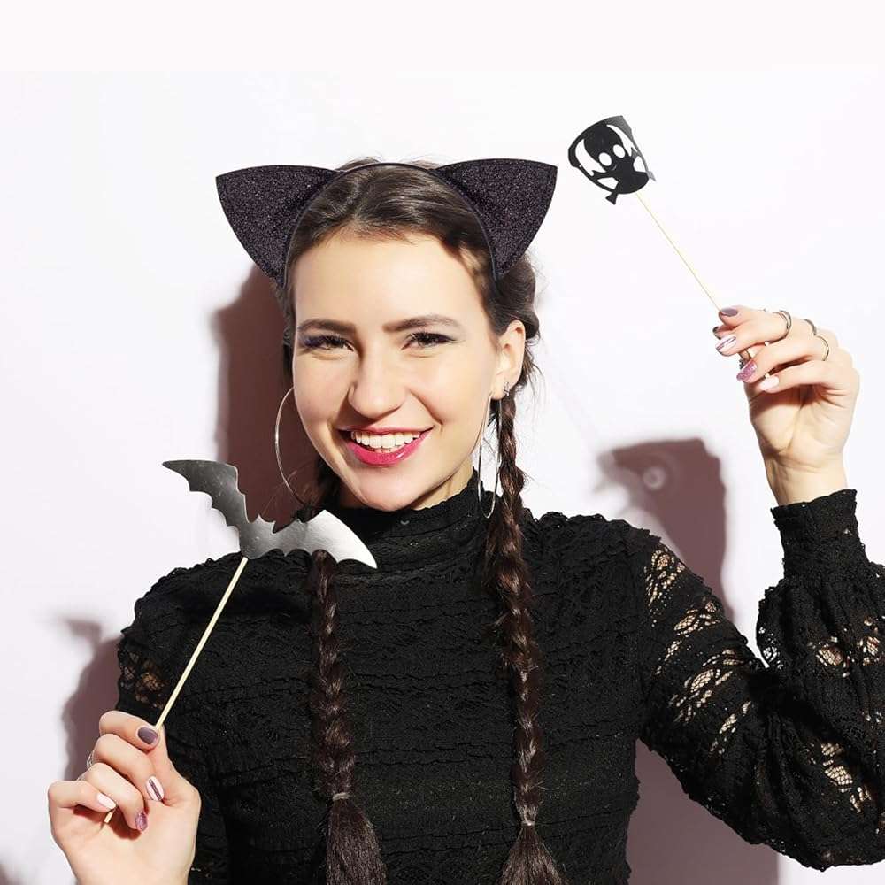 JIALWEN Cat Ears Headband Cat Costume Hair Hoop Halloween Cosplay Party Dress Up Accessories - Image 5