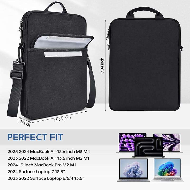 13 inch Laptop Sleeve Case Shoulder Bag for 2026 MacBook Air 13.6 in M4 M3 M2, Neo 13-inch Padded Shockproof Accessory Pocket - Image 2
