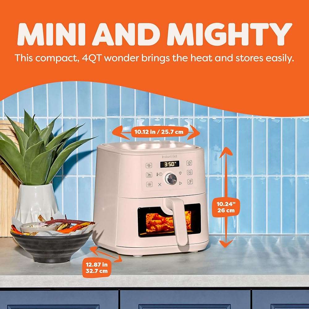 Instant Pot 4Qt VORTEX 6-in-1 Mini Air Fryer, Custom Program Options, Air Fry, Broil, Roast, Dehydrate, Bake, Reheat, Rosewater, 4 Quarts - Image 2