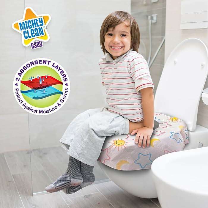 Mighty Clean Baby 22-Pack Disposable Toilet Seat Covers - XL Waterproof Potty Covers for Toddlers, Kids & Adults - Travel, Public Restrooms, Airplane, Potty Training - Image 5