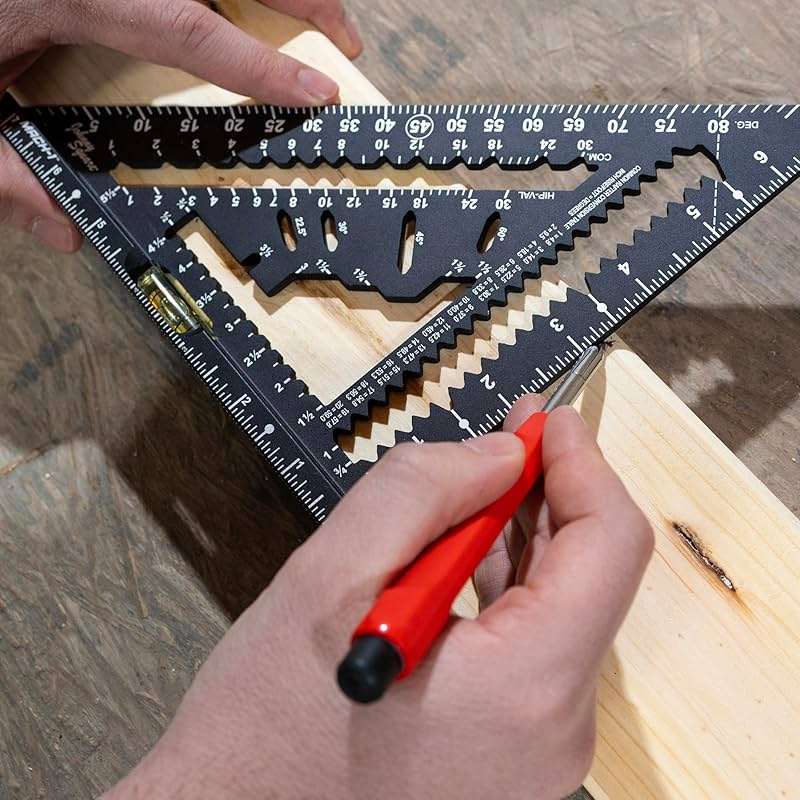 Johnson Level & Tool 1904-0700V 7-1/4" Johnny Square® MACH-1™ Smart Mark™ Rafter Square with Level Vial, Black - Image 2