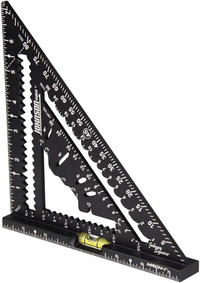 Johnson Level & Tool 1904-0700V 7-1/4" Johnny Square® MACH-1™ Smart Mark™ Rafter Square with Level Vial, Black - Image 8